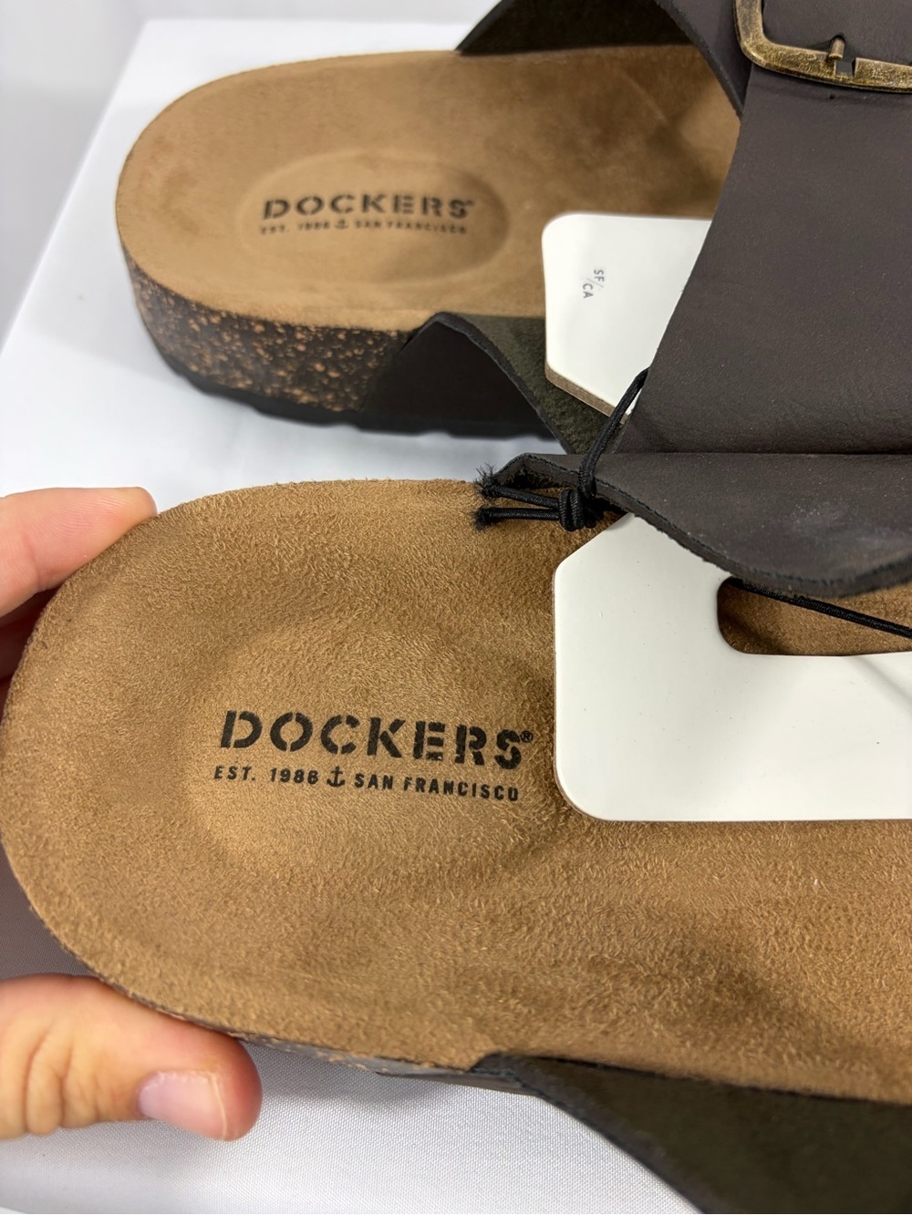 NWT Dockers Men's Size 11/12 Brown Double-Buckle Slide Sandals - Picture 4 of 8